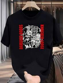 Casual Graphic T-Shirt - Cartoon Character With Radiating Yellow Orange Stripes MXPX Print Round Neck Short Sleeve - Back 2 - View 1