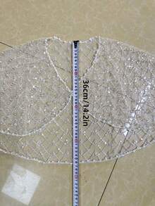 1pc New Handmade Beaded Sequin Lace Wedding Dress Gown Wedding Party Versatile Cape Shawl - White - View 2