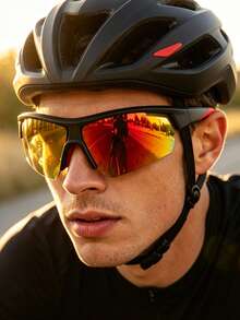 1 par de gafas de bicicleta de moda - Gafas deportivas unisex a prueba de viento, gafas de bicicleta de montaña a prueba de viento para deportes al aire libre - Negro y rojo - Ver 2