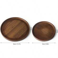 Round Walnut-Color Bamboo Tray, Living Room Coffee Table Decor Wooden Tray, Breakfast Serving Tray, Dining Table Decor Tray - Walnut - View 13