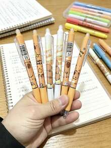 1/6 piezas Bolígrafo de gel borrable automático con diseño de topo de agua lindo, papelería premium para estudiantes con borrador incorporado. Escritura suave, ideal para estudio, dibujo, coloreado de tarjetas, firma de oficina; suministros perfectos para regreso a clases y Navidad para niños y adultos. - A - Ver 5