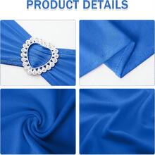 10pcs Chair Back Decorative Spandex Chair Ties, Elastic Chair Ribbons With Bows And Heart-Shaped Buckle Sliders, For Graduation Season, Prom, Wedding, Party And Banquet Decoration - Royal Blue - View 3