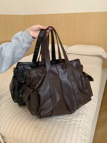 2024 Spring/Summer New Large Capacity Vintage Briefcase Women's Unique Design Shoulder Crossbody Bag - Coffee - View 4