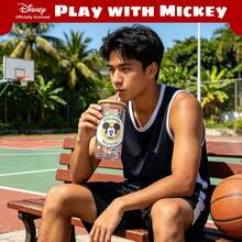 【官方授權】Disney 米奇 16oz 罐狀玻璃杯，附竹製杯蓋與吸管，經典永恆卡通保溫杯，可愛復古冰咖啡飲用杯，適合兒童、成人與 Disney 粉絲的禮物 - 彩色 - 查看 7