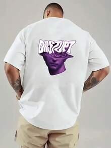 Camiseta de hombre con hombros caídos, una innovadora camiseta de corte holgado con diseño de doble cara, ropa de hombre moderna y a la moda, imprescindible para los hombres, de manga corta - Blanco - Ver 3