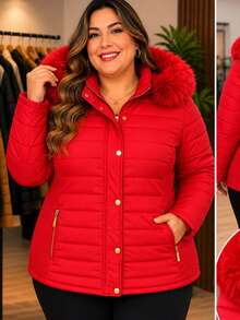 Women's Lined Plus Size Jacket - Redwood - View 2