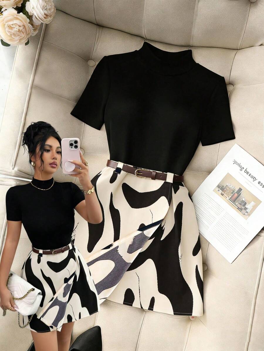 Women's Casual Daily Printed Mini Skirt - 彩色 - 查看 1