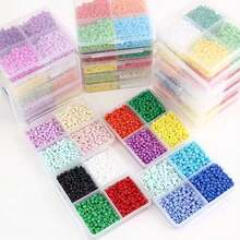 3mm Glass Beads Material Kit 4-Compartment Rainbow Multicolor Seed Beads Set, Handmade DIY Bracelet Necklace Jewelry Making Combination Set, Suitable For Summer Beach Creative Handmade DIY Beaded Bracelet Loose Beads Jewelry Accessories - Multicolor - View 2