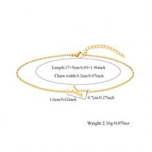 1pc New Simple Initial Golden Stainless Steel Chain Bracelet For Women - Yellow Gold - View 2