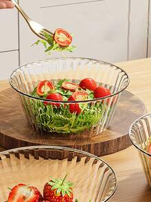Salad Bowl Light Meal Dessert Fruit Bowl Plastic Household Bowl Set Premium Thickened Transparent Fruit Vegetable Jelly Bowl - Multicolor - View 3