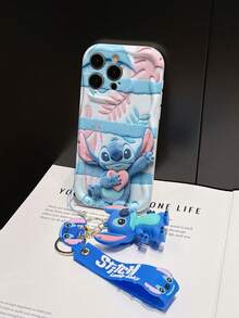 Disney Has Authorized, Phone Case - Chain Set, The Stitch Lilo & Stitch 3D Phone Case Plus A Silicone 3D Stitch Bracelet With Metallic Ring Removable Bracelet, Stitch And Angel Pattern, Compatible With Iphone17/16/15/14/13/12/11/XS/XR/X Plus Pro Max, A Stylish Cartoon Phone Case, The Perfect Gift Choice, Phone Protection, Durable Phone Cover, Great Gift For Friends And Family. - 白色 - 查看 5