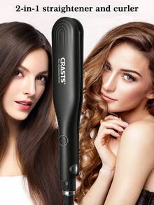 CRASTS Fast Heating 2-In-1 Curling & Straightening Hair Straightener Clamp With One-Touch Switch, Black - Black - View 8