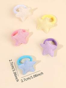 20入馬卡龍星星髮圈 女童可愛星星髮帶彈性馬尾髮圈 甜美星星橡皮筋 日常頭飾嬰幼兒髮飾 - 彩色 - 查看 8