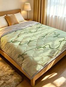 1pc Ultra Soft Cooling Blanket - Lightweight All Season Bedding, With Stylish Bow Pattern, 100% Polyester Fiber, Machine Washable Suitable For Single/Double Bed, Hotel, Camping And Home Decor, Hotel Grade Luxury Bedding|Modern Stitched Design - Green - View 13