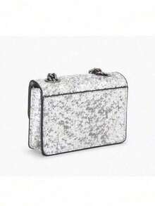 Kur T Geiger Luxury Quilted Mini Chain Crossbody Bag Versatile Shoulder Crossbody & Handheld Flap Bag Classic Flap Design Shoulder & Handbag - Silver - View 3