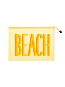 多色網格海灘包印有「Beach」字樣，大容量透明化妝包與尼龍拉鍊盥洗包，輕量設計可收納文件、文具、防曬霜、零食、比基尼、海灘必需品，快乾防沙，適合游泳、海灘、潛水、夏季度假、春夏收納，適用於朋友、家人、閨蜜、同學，生日、節日、派對、婚禮（伴娘）、畢業季，教學包、老師包，完美禮物，適合父親節、日必需品 - 彩色 - 查看 13