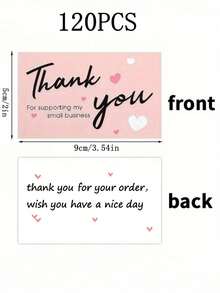 50pcs Gold Foil Thank You Cards, Business Decorative Sticker Labels, Gift Packaging Thank You Cards, Gift Packaging Thank You Message Cards - Pink - View 13