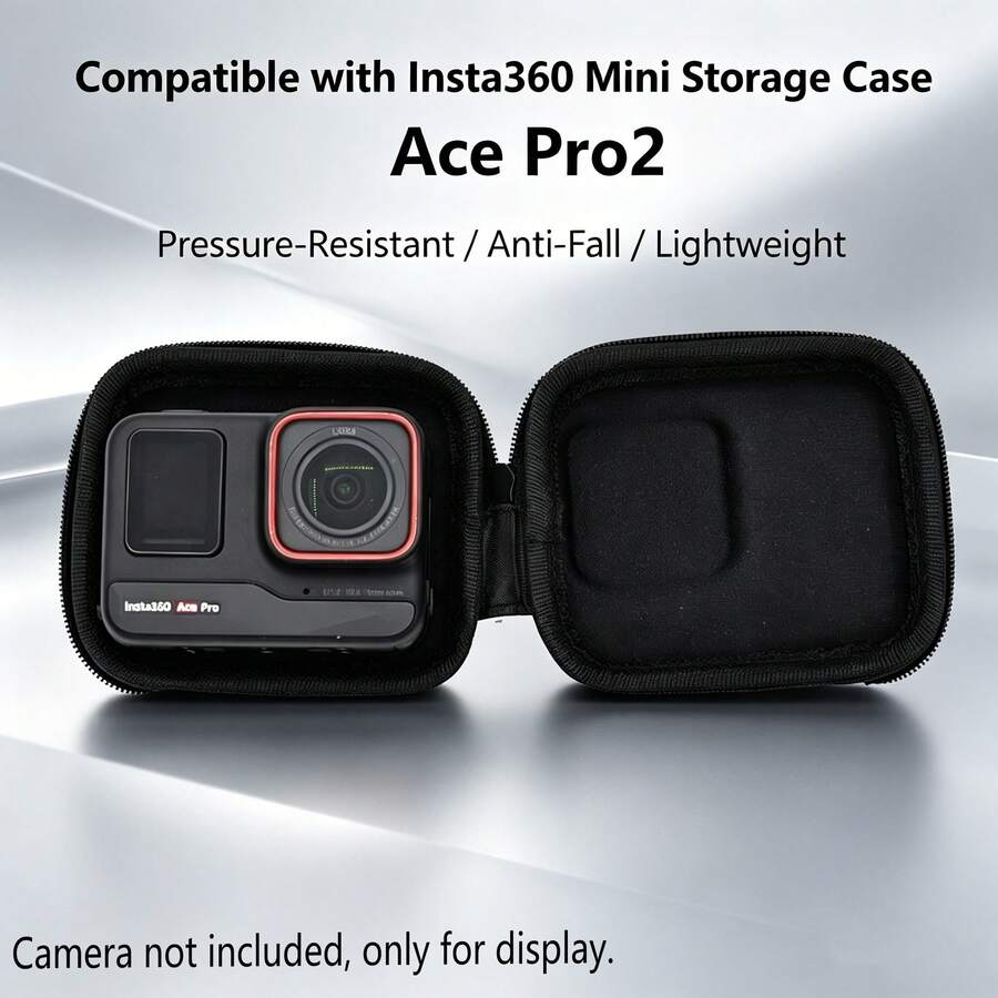 Compatible With Insta360 Ace Pro2 Mini Portable Storage Bag, Half-Open Zipper Design, Thickened Flocked Lining Scratch-Resistant Camera Protection Case, Raised Lens Position Anti-Pressure Anti-Drop Storage Box - View 1