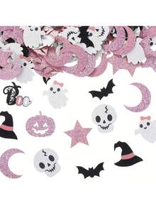 100pcs Halloween Ghost Colorful Confetti, Shiny Sequins Colorful Confetti (Includes Ghost, Witch, Bat, Skull And Pumpkin Patterns) - Suitable For Party, Birthday And Halloween Decoration Glitter Confetti, Halloween Party Table Decoration Colorful Confetti - Multiple Styles - View 6