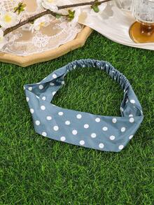 1pc French Vintage Polka Dot Headband, Wide Elastic Hairband, Vacation/Street Style/Daily Versatile Hair Accessory - Multicolor - View 14