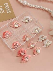 1 Caja 24 Piezas Pétalos de Flores de Resina Multicolor Decoraciones de Arte de Uñas con Strass 3D Incrustados Juego de Decoración de Arte de Uñas DIY de Resina - Multicolor - Ver 5