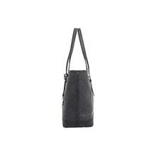 MICHAEL KORS MK Jet Set Travel Solid Color Classic Monogram Simple Coated Canvas Tote Bag/Shoulder Bag For Women, Black - 35S0GTVT1V-bLACK - View 4