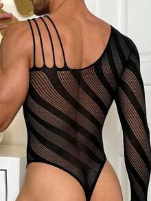 A - Leotard / Wrestling Singlet / Thong For Guys - Black - View 2