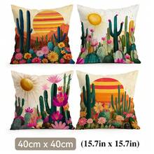 4pcs/1pc Desert Cactus Pattern Pillowcase Without Insert, Single-Sided Printed Pillowcase, Suitable For Living Room Bedroom Home Decor, All Seasons Pillowcase - Multicolor - View 15