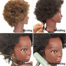 Kercsityn 100% Human Hair Afro Curly Black Mannequin Head For Braiding Cosmetology Training Mannequin Head With Stand For Hair Styling - Natural Black - View 4