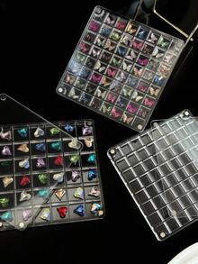 1pc Magnetic High Transparency Nail Art Rhinestone Jewelry Storage Box With Dividers - Clear - View 5