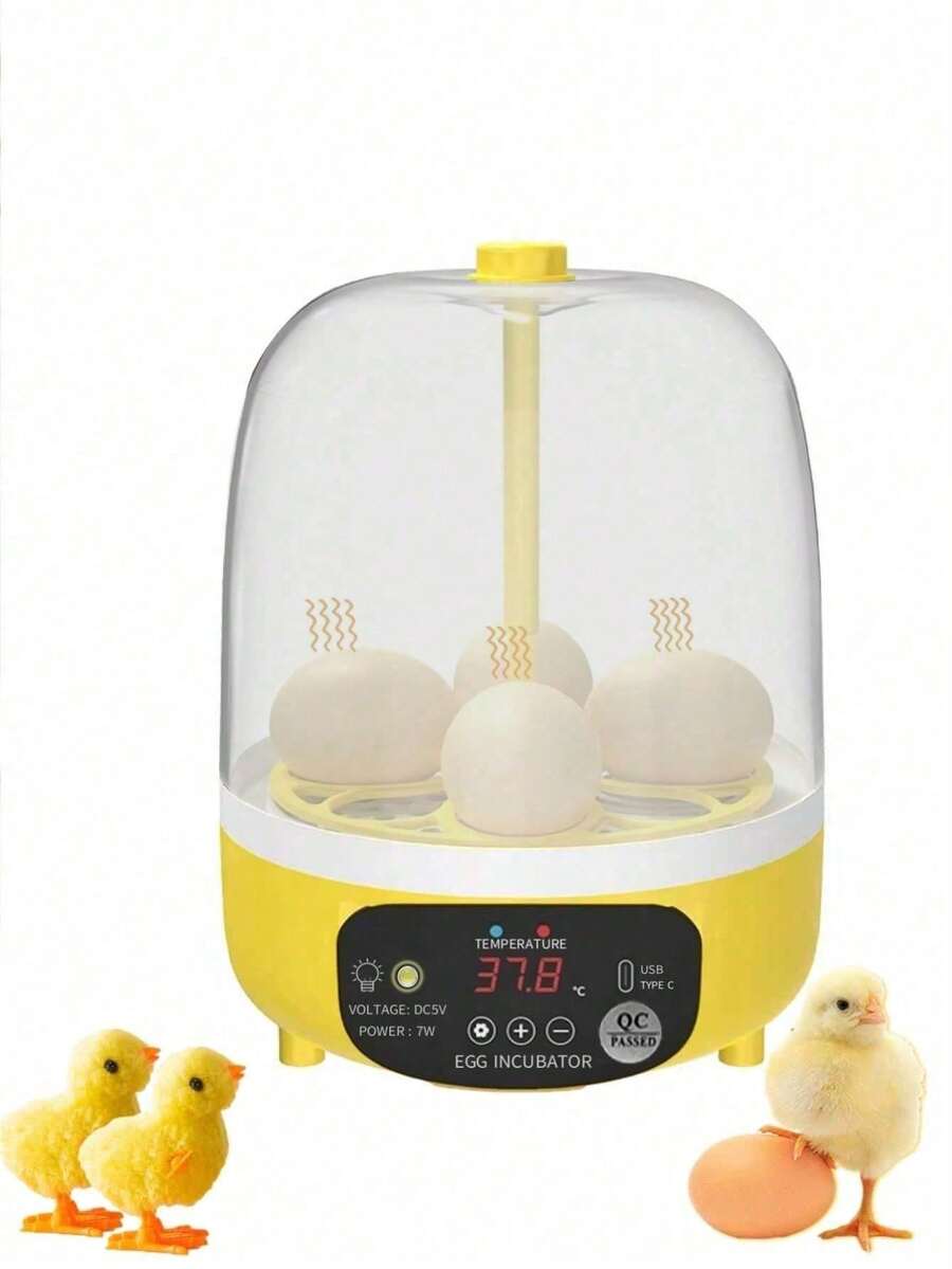 Home Digital Incubator, Can Hatch 4 Eggs, Automatic Egg Turning, Temperature And Humidity Control, Suitable For Hatching Chicken, Duck, Bird And Turtle Eggs, USB Powered