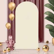 1pc SLarge Arch Backdrop, Elastic Fabric Wedding Ceremony Birthday Party Photo Background, Semicircle Decoration Curtain - Beige - View 6