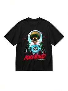 Camiseta casual suelta de algodón, camiseta de la película Attacks negra S-3XL, tallas grandes, tela suave y transpirable, se puede usar en todas las - Negro - Ver 1