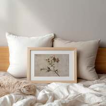 Vintage Soft Wildflower Branch Wall Art Print, Antique Neutral Beige Floral Oil Painting Canvas Poster, Distressed Texture Rustic Style Artwork, Warm Earth Tone Decor, Suitable For Living Room Bedroom Farmhouse, Country Antique Home Decor - 111 - View 4