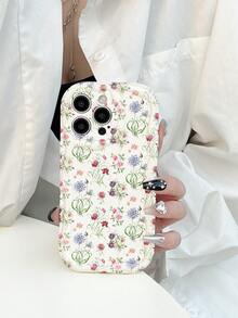 法式復古滿版野花印花手機殼，全鏡頭保護防摔軟殼，適用於 iPhone 17/17 Pro/17 Pro Max/16/16 Pro/16 Pro Max/15/15 Pro/15 Pro Max/14/14 Pro/14 Pro Max/13/13 Pro/13 Pro Max/12/12 Pro/12 Pro Max/11 系列，藝術女孩風 - 彩色 - 查看 5