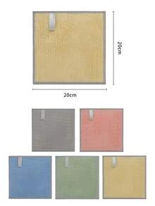 Nouveau chiffon à vaisselle double couche en coque de noix de coco, anti-adhésif, sans peluches, éponge à récurer pour la maison, essentiel de cuisine - Multicolore - Voir 4