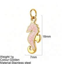 1pc Gold Seahorse Pendant Colorful Seahorse Shaped Charm Accessory Suitable For Necklace Bracelet Earrings Decoration Versatile Fashion - Multicolor - View 16