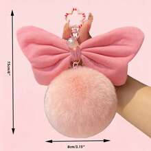 FCV Hiasan Gantung Spion Mobil Bentuk Pita Lucu, Liontin Rantai Mutiara Bola Plush Manik-Manik Unik Buatan Tangan, Cocok Sebagai Hadiah Untuk Anak Perempuan dan Wanita - Pita + Pom-pom - View 2