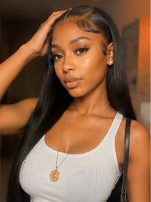 GLM 13x4 HD Lace Straight Wig Glueless Wear & Go Pre-Plucked Hairline 200% Density Natural Black - Natural Black - View 7
