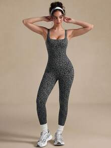 VVX Jumpsuit Yoga Wanita Leher Persegi Tanpa Punggung Pengontrol Perut Pengangkat Bokong, Celana Pendek Olahraga Tanpa Lengan Bergaris Tanpa Jahitan untuk Gym Olahraga Musim Panas - MultiWarna - View 2