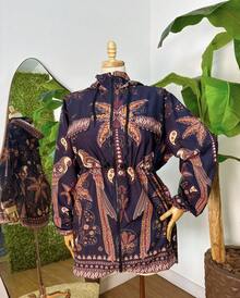 Plus Size Printed Windbreaker Jacket, Plus Size Parka, Nylon Blouse - 18 - View 2