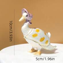 SIQIZHOU 1pc Cute Duck Shaped Jewelry Box, Metal Flip Lid Storage Box, Decorative Ornament, Duck Enamel Box, Yellow Duck Earring Box, Ring Box, Vintage Style Home Storage Decor, Photography Prop Decoration - Blue - View 13