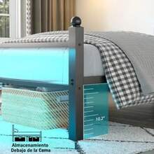 Base De Cama Individual De Metal Para Dormitorio Pequeño - Negro - Ver 7