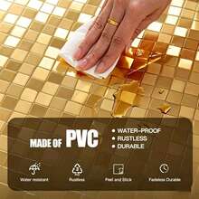3M/118.1 Inch Self-Adhesive Mosaic Wallpaper Roll, Waterproof Peel And Stick Contact Paper, Glossy PVC Wall Covering, Suitable For Kitchen Backsplash, Bathroom, Cabinets, Countertops And Home Decor - Multicolor - View 7