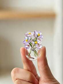 2 piezas/Set Escultura de flor de margarita de vidrio mini linda, flores de vidrio de colores, pequeño ramo con jarrón, decoración para mujeres, regalo del Día de la Madre, decoración del hogar, adorno de escritorio - A - Ver 6