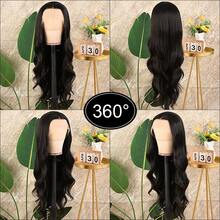 13X4 Light Blue Long Body Wave Lace Front Wig 28" Long Wavy Wigs Glueless Free Part Blue Wavy Hair Adjustable Straps & Combs Heat Resistant Blue Loose Wave Synthetic Hair Replacement Wigs For Women For Daily Wear Parties & Special Occasions - 黑色 - 查看 6