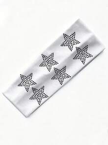 1pc Retro American Rhinestone Star Wide Elastic Headband, Fashionable Sports Headband For Women,Travel,Birthday - Multicolor - View 23