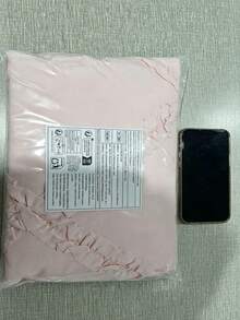 韩式荷叶边三件套床上用品，白色和粉色被套，大号 - 超柔软被套系列 - 轻盈透气床上用品（大号，白色） - 淺粉色 - 查看 7