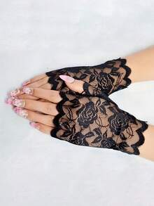 Women's Wedding Gloves Half-Finger Design Suitable For Short Dance Performances Highly Decorative Open-Finger, Suitable For Daily Decorative Gloves Fashionable Breathable - A - View 1