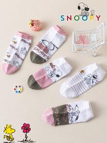 10/5/1 Par de Meias Curtas Femininas Snoopy, Meias de Corte Baixo com Desenho Animado, Fofas, Versáteis, Absorventes de Suor, Casuais e Esportivas - Multicolorido - Visão 6